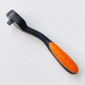 Quick Release <b>Ratchet</b> Wrench 1/4 Inch 72 Tooth Curved <b>Handle</b> Orange Rubber Grip Automotive Repair Tool - Product Image 2