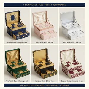 Boîte de calendrier de l'avent à 2 niveaux, emballage cosmétique de luxe personnalisé, style français, couvercle magnétique, gaufrage en feuille d'or, emballage de beauté haut de gamme - Product Image 3