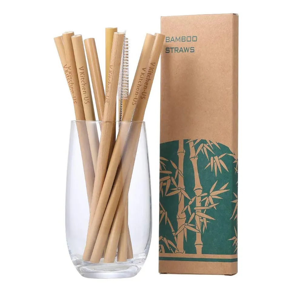 YCZM-pajitas de bambú reutilizables, naturales, orgánicas, respetuosas con el medio ambiente