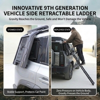 Porte-bagages de toit en alliage d'aluminium avec échelle télescopique intégrée, plateforme latérale pliable, compartiment, barres de toit de voiture