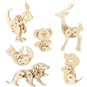 Jouets éducatifs pour enfants, <span class=keywords><strong>recherche</strong></span> éducative transfrontalière, éducation préscolaire, bricolage, puzzle en bois 3D fait main, animal, déballé - Product Image 5