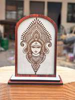 Cadre en bois avec visage de la déesse Durga, objet décoratif pour la maison, le bureau, le tableau de bord de la voiture, cadeau religieux hindou