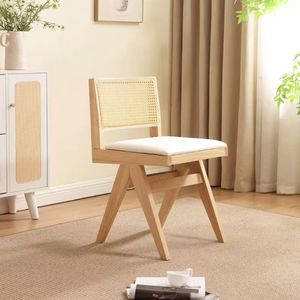 Chaise de salle à manger moderne en bois massif, tressée à la main, chaise longue de loisirs en rotin, pour la maison et le bureau, écologique, durable, imperméable ZN 541 - Product Image 3