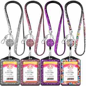 สายคล้องคอแบบยืดหดได้ ประดับคริสตัลหรูหรา พร้อมที่ใส่บัตร ลดราคาพิเศษ - Product Image 1