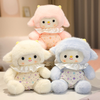 Peluche Mouton Adorable de Haute Qualité avec Pantalon Rayé et Écharpe – Compagnon de Lit pour Enfants, Petite Poupée Mouton