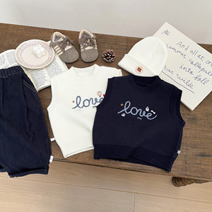 Gilet en tricot acrylique pour bébé garçon, style coréen, avec lettres de dessin animé, collection Printemps Précoce, vêtement d'extérieur polyvalent - Product Image 3