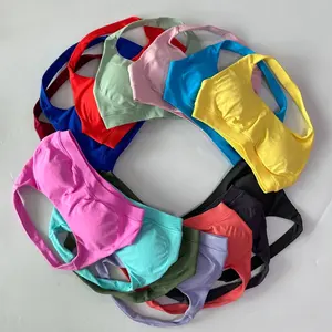 Ohne Logo 2-teiliges Set Damen Einfarbiger Nahtloser Yoga Workout Neckholder Sport-BH Geraffte Shorts Schnelltrocknende Fitness Sportbekleidung - Product Image 5