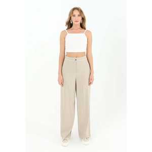 Pantalones Anchos para Mujer, Color Beige, con Detalle Bordado en la Cintura, 31976PNT - Product Image 6