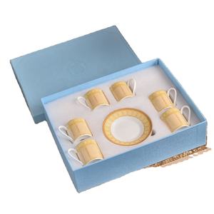 Ensemble de 6 tasses à expresso italiennes simples et élégantes en porcelaine fine, vaisselle écologique pour le thé de l'après-midi, cadeau - Product Image 2