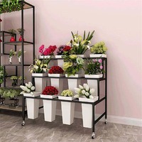 Taille de couleur personnalisée en usine Étagères de fleuriste à seau carré étagé à 3 couches Présentoir de magasin de fleurs