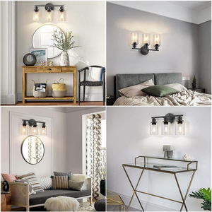 Applique murale LED moderne noir mat <span class=keywords><strong>avec</strong></span> abat-jour en verre transparent pour <span class=keywords><strong>miroir</strong></span>, chambre et salon - Product Image 5