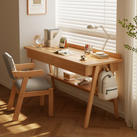 Bureau d'étude simple en bois massif pour la maison, chambre d'étudiant, avec chaise d'ordinateur décontractée assemblée et tiroir pour une utilisation au bureau