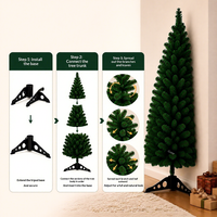 Sapin de Noël artificiel en PVC vert pliable, effet neige, avec guirlandes lumineuses, décoration intérieure, 120-240 cm, très vendu