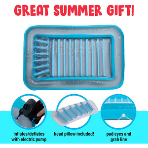 Inflatable Suntan Tanning <strong>Pool</strong> Lounge <strong>Float</strong> with <strong>Pillow</strong> - Product Image 4