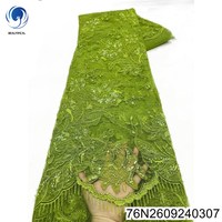 Tissu en dentelle africaine de luxe avec paillettes et tulle floral pour robes de mariée 76N26092403