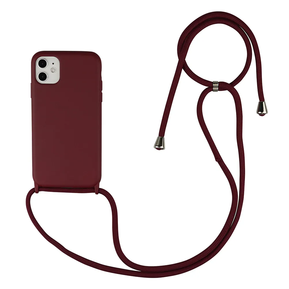 Woven Iphone11 Liquid Silicone Tpu Phone Oneplus 7 Strap Rope Case With Necklace For Iphone 11 Pro