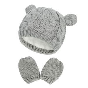 Ensemble bonnet et moufles en tricot doux pour bébé, nourrisson et tout-petit, pour l'hiver et les jours froids - Product Image 4