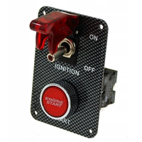 Panneau de commande d'allumage de course en fibre de carbone, interrupteur simple 12V avec LED rouge pour démarrage moteur de voiture de course