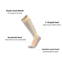 Chaussettes de sport en laine mérinos, hauteur genou, avec rembourrage en nid d'abeille 3D, compression chaude, pour le snowboard et le ski