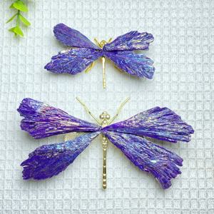 Vente en gros de pierres naturelles Aura, tourmaline noire, <span class=keywords><strong>libellule</strong></span>, abeille, arc-en-ciel violet <span class=keywords><strong>bleu</strong></span>, argent électroplaté, pour la décoration de la maison - Product Image 5