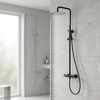 Ensemble de douche mural à température constante avec cartouche céramique, jet pluie, robinet en cuivre finition noir doré brossé