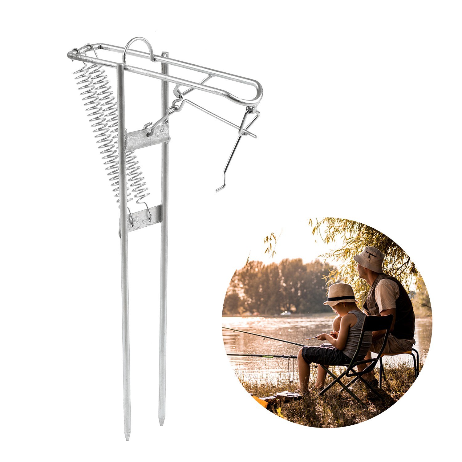 Foldable Automatic Stainless Steel Fishing Rod Holder Rack - Ground Support  Bracket for Fishing Poles and Rods