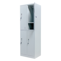 Casier de rangement métallique à 4 compartiments, armoire à vêtements en acier pour bureau, salle de sport, école, achat en gros, commerce extérieur, vente en gros