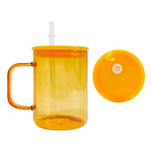 Venta al por mayor EE. UU. almacén colorido gelatina 17oz sublimación en blanco transparente alto borosilicato coloreado vidrio <span class=keywords><strong>Camper</strong></span> tazas - Product Image 4