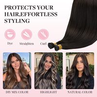 Extensions de cheveux humains vierges russes européens Remy, double épaisseur, lisses et soyeux, avec kératine pré-collée, pointes I F U V Y