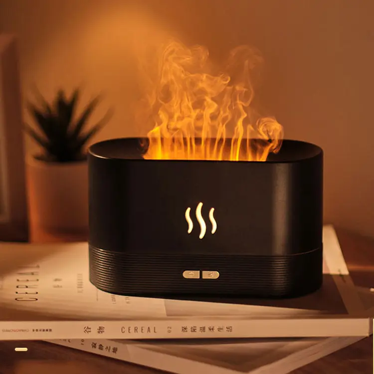2022 nuovo 3D 180ML diffusore di aromi di fiamma diffusore d'aria di olio essenziale umidificatore a fiamma USB con luce notturna calda per Desktop