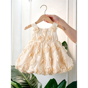 Abito da Principessa 3D con Rose per Bambina, Vestito Gonfio per Primo Compleanno, Abito Formale per Occasioni Speciali - Product Image 2
