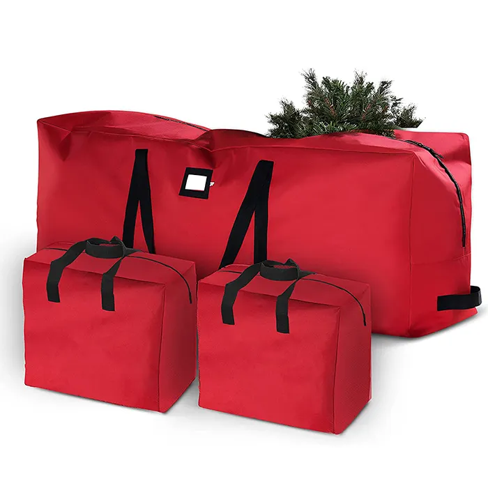 Custom Christmas Tree Storage Bag Ornaments Storage Bag Dual Zipper Bag Xmas Storage Container