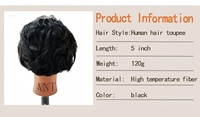 Perruques synthétiques courtes noires Pixie Bob, 5 pouces, 120g de densité, moelleuses et lisses, fabriquées à la machine, coupe chinoise