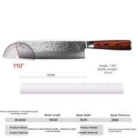 Damascus Mini Cleaver 67-laags staal handgesmeed gehamerd patroon kleurrijk houten handvat keukenmes voor thuis & restaurant gebruik