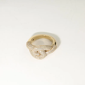 Anillo de Oro Grueso con Nudo de Amor, con Diamantes Cultivados en Laboratorio, Anillo de Eternidad, de Oro Macizo, para Anillo de Mezclilla o Anillo de Índice - Product Image 3