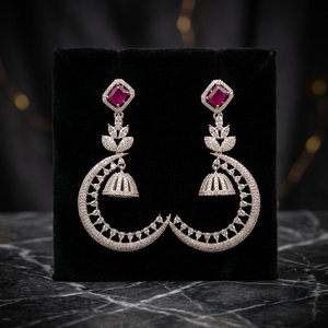 Fashionable High Quality Traditional Ethnic Alloy <b>Silver</b> Plated Stone Pearl <b>Chandelier</b> Earrings Women's Third Party Certified Gi - Product Image 2