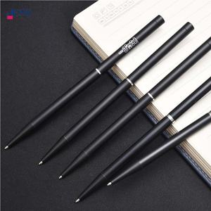 Stylo à bille publicitaire pour hôtel de style nouveau avec logo personnalisé Noir fin Action rotative Encre noire/bleue Sans clip - Product Image 3