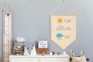 Customizable Eco-Friendly Canvas Cotton Polyester Pennant Style Front Door Sign Decor Nursery/Teen Playroom Hanging Flag <b>Banner</b> - Product Image 2