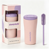 Everich ODM Nouvelle tasse à café isotherme en acier inoxydable 18/8 sans BPA de 350 ml avec couvercle rabattable anti-fuite, garde au chaud 6h et au froid 12h pour usage quotidien