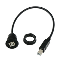 Kabel Printer USB 2.0 Tipe B Male ke B Female Lurus 0.3m 1m dengan Panel Mount untuk Kabel Komunikasi Printer dengan Sekrup