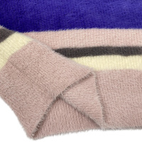 Damen-Pullover mit Rundhalsausschnitt, Mehrfarbige Streifen, Flauschiger Strick, Langarm, Locker Geschnitten, Weicher Kunstpelz-Garn, Herbst-Casual-Pullover