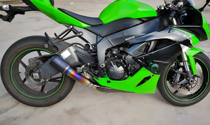 Adecuado para Kawasaki ZX6R, escape de motocicleta modificado para la parte delantera 636, silenciador negro/plateado de titanio + fibra de carbono - Product Image 4