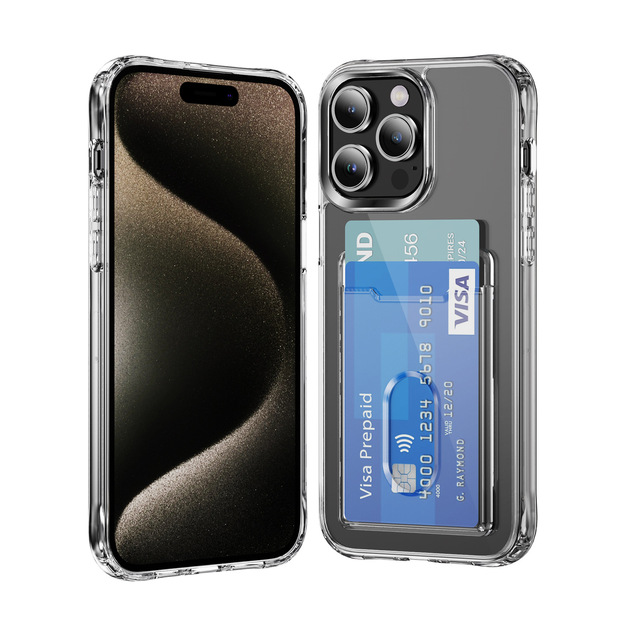 Four Corner Shockproof for iPhone 15 14 13 12 Pro Max Phone Case With Wallet Card Slot Holder Wholesale Mobile Transparent Case