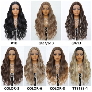 Top cô gái bán buôn 28 "Dệt tự nhiên Ombre mật ong Blonde kinky xoăn pha trộn tóc Monofilament lớp tổng hợp HD ren phía trước tóc giả - Product Image 2
