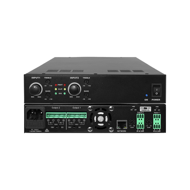 V Professional Dante Enabled Amplifier High SNR Digital Power Amp 480W with Tone Control for Industrial Conference Hall Stadium