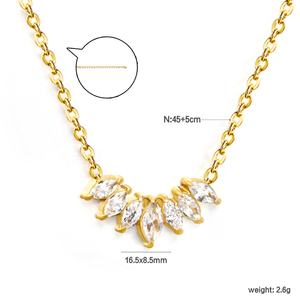 Collar con Colgante de Hoja Colorida con Circonita y Diamantes, Chapado en Oro de 18K, de Acero Inoxidable, Resistente al Agua y al Deslustre, para Mujer - Product Image 2