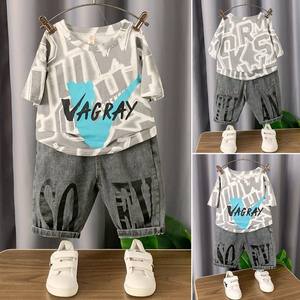 Ensemble de vêtements pour enfants très vendu, costume pour enfants, ensemble 2 pièces pour garçons, t-shirts et shorts pour enfants - Product Image 2