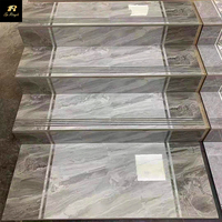 Chine karakata escalier antidérapant prix plancher en or panda carreaux de luxe en marbre blanc avec veine grise carreaux de marche en marbre blanc pour escalier