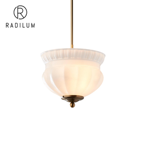 Suspension moderne en laiton, lampe nordique pour îlot de cuisine et entrée, luminaire design Marlo en verre côtelé - Product Image 1