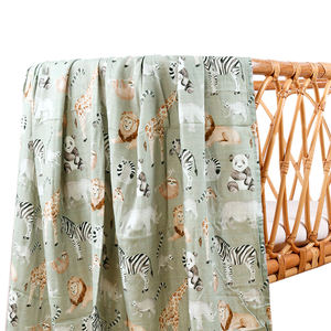 Couverture en mousseline de coton de bambou numérique écologique Happy Flute 110*120 2 couches Impression personnalisée Couverture de bain en mousseline pour bébé Couverture d'emmaillotage - Product Image 4